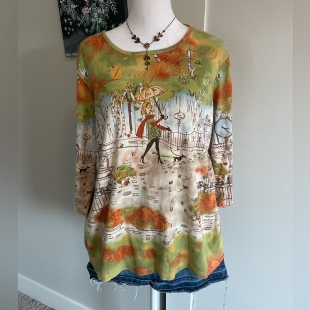 fall vintage 3/4 length sleeve top